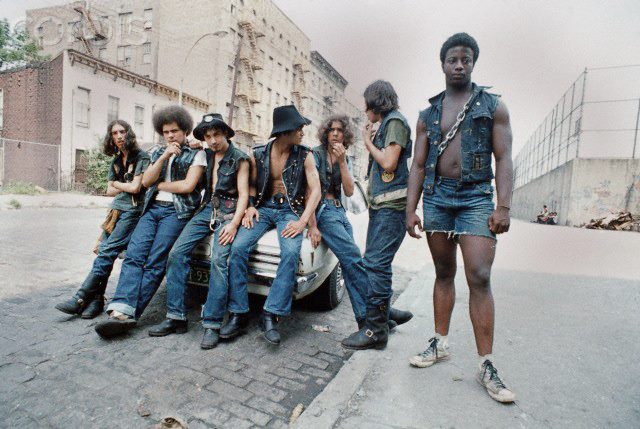An iconic image of Savage Skull gang members in the Early 70s