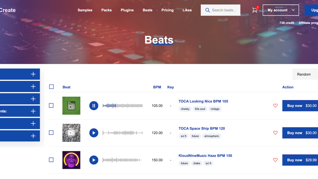 You can purchase Beats from RouteNote Create